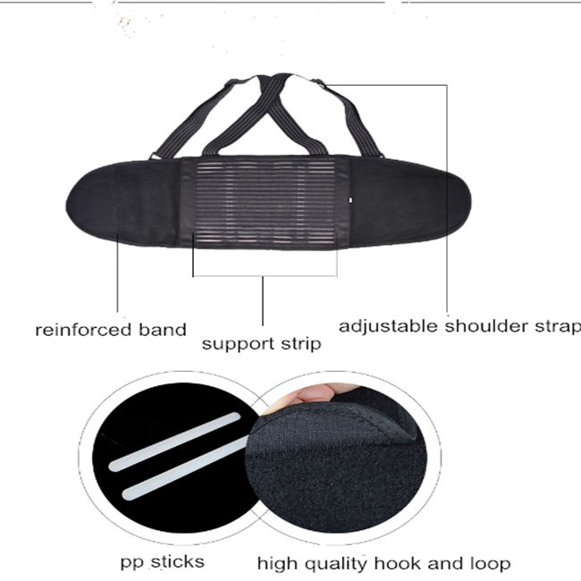 黒い通気性のスポーツの調節可能な救助のウエスト圧力苦痛の腰神経のウエストの背部サポート ベルト